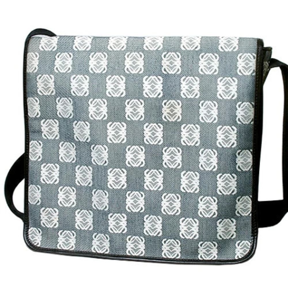 Loewe Anagram Canvas Shoulder Bag Navy Blue Gray